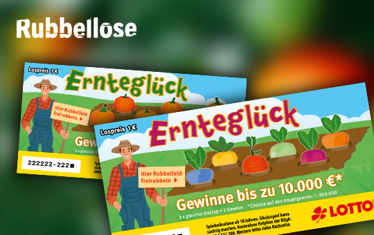 Ernteglück-Rubbellos, 10.000 € Hauptgewinn