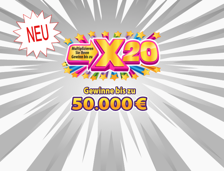 X20 Rubbellos, Gewinne bis zu 50.000 &euro;