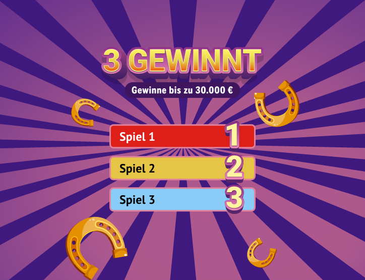 3 Gewinnt Rubbellos, gewinne bis zu 30.000 €