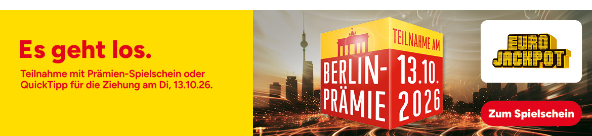 Berlin-Pr&auml;mie Eurojackpot, Teilnahme am 13.10.2026, garantierter Gewinn 35 &euro;