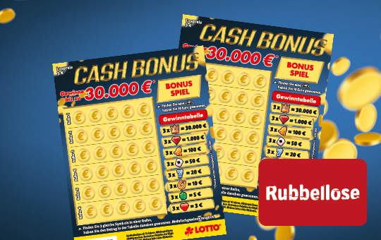 Cash Bonus Rubbellos, auch online spielbar