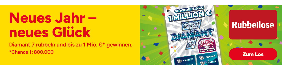 Diamant 7 rubbeln und bis zu 1 Mio. &euro; gewinnen. (Chance 1:800.000)