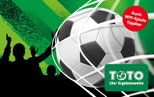 Toto 13er Ergebniswette,auch WM-Spiele tippbar