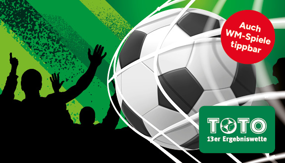 Toto 13er Ergebniswette,auch WM-Spiele tippbar