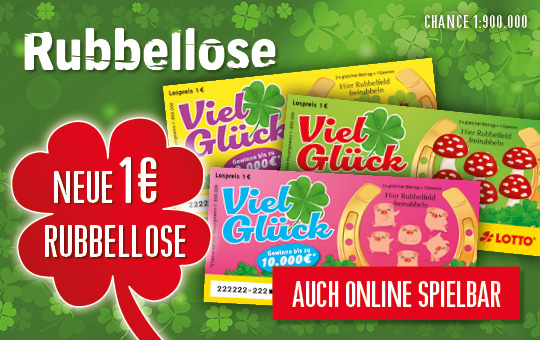 Viel Gl&uuml;ck-Rubbellos f&uuml;r 1 &euro;, 3 verschiedene Motive