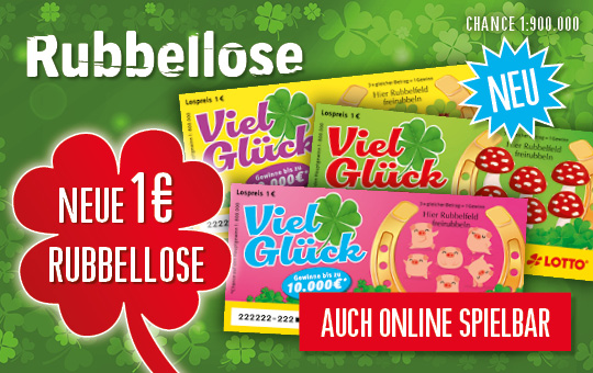 Viel Glück-Rubbellos für 1 €, 3 verschiedene Motive