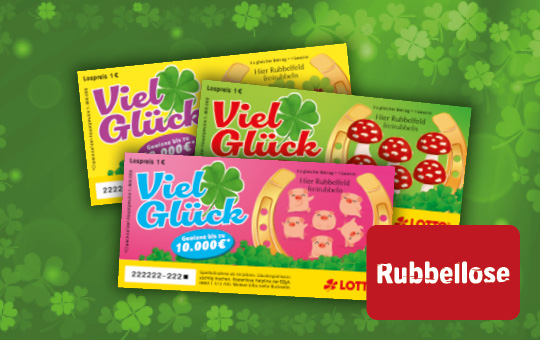 Viel Gl&uuml;ck-Rubbellos f&uuml;r 1 &euro;, 3 verschiedene Motive
