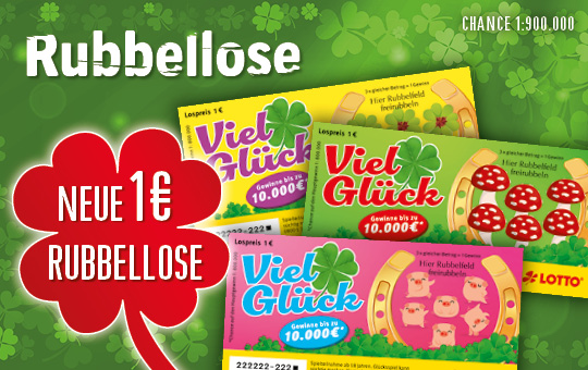 Viel Glück-Rubbellos für 1 €, 3 verschiedene Motive