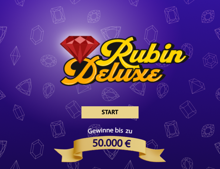 Rubin Deluxe Online Rubbellos, Gewinne bis zu 50.000 €, Startbutton