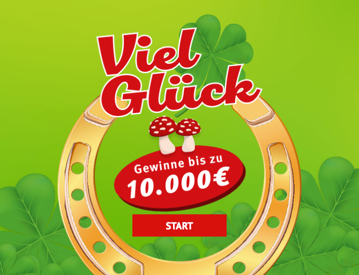 Viel Glück Rubbellos, Gewinne bis zu 10.000 €, Start-Button